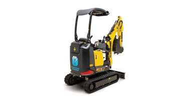 Mini excavator from the side.