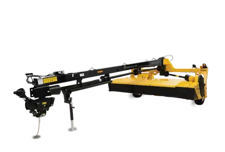 Disc-mower conditioner with white background.
