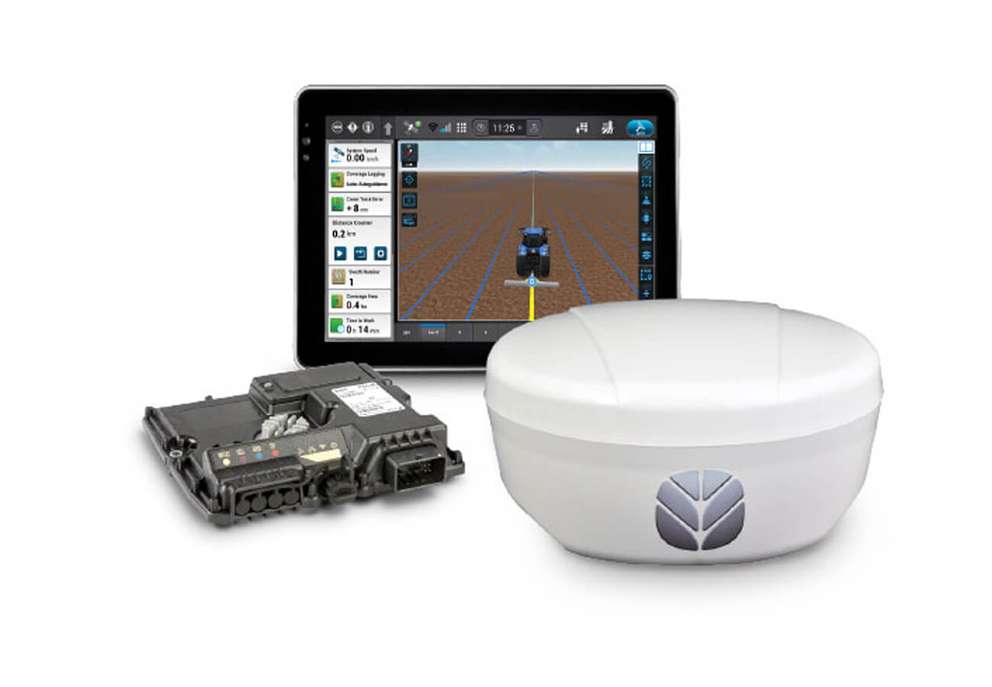 New Holland precision technology display and receiver with white background