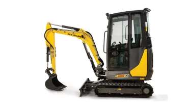 Side profile of mini excavator.