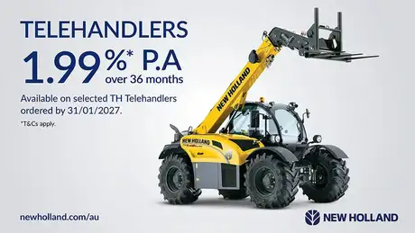 New Holland telehandler studio shot with finance offer
