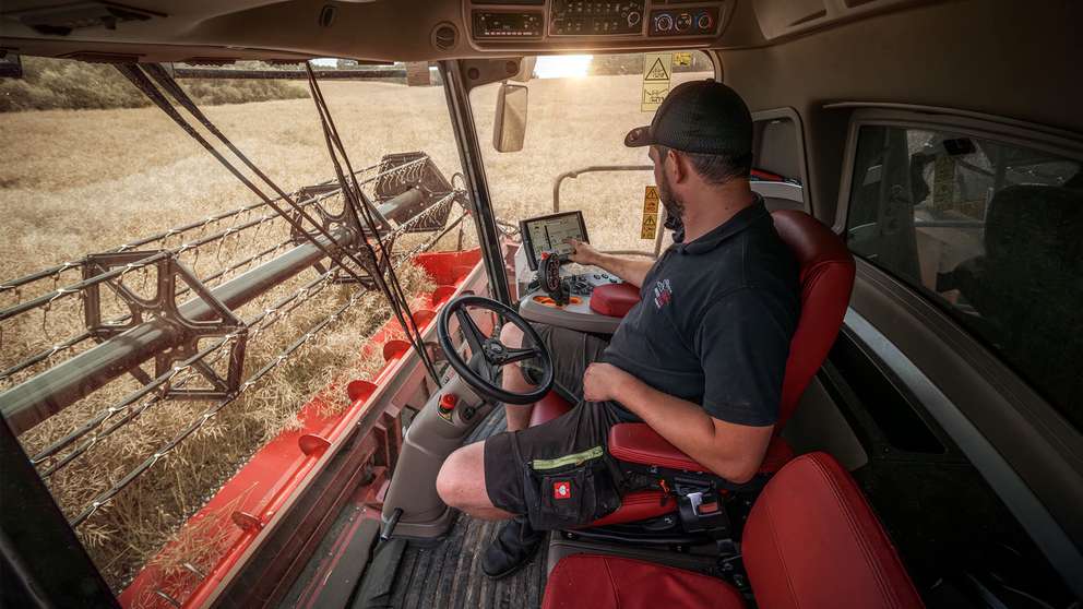 Case IH Axial-Flow interior shot, with operator