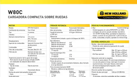W80C - Especificaciones