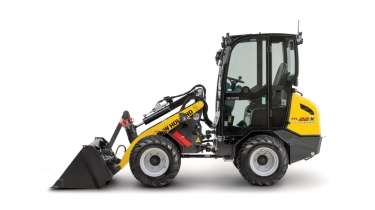 Small articulated loader from the side.