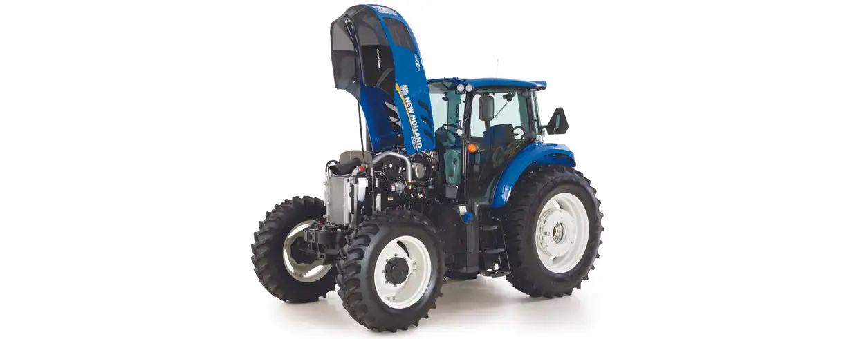 TS6 Series II tractor hood flips open for service