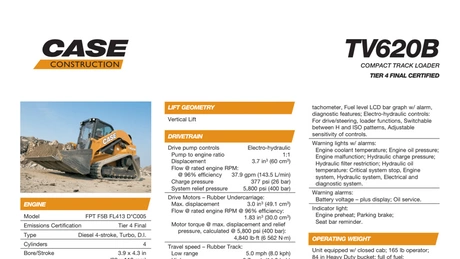 TV620B Compact Track Loader Specifications