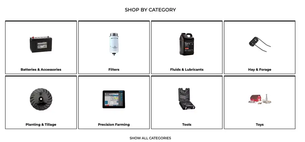 Screenshot of the CNH parts store