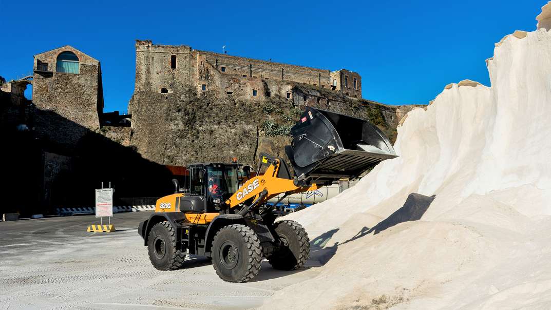 La pala CASE 821G al lavoro al porto di Savona