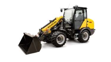 Mini track loader from the side.