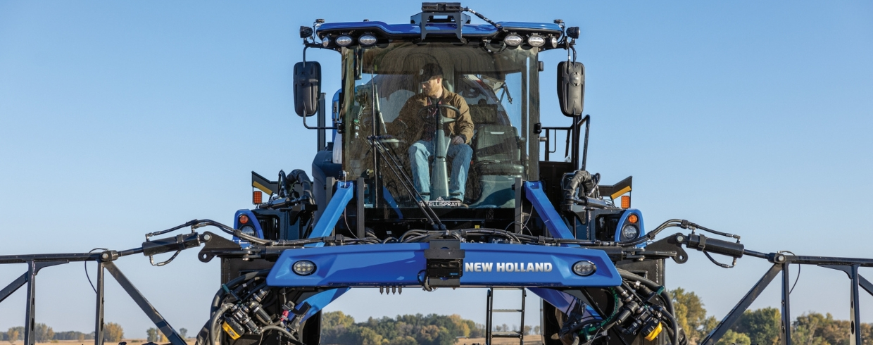 Front of the New Holland Guardian Front Boom Sprayer