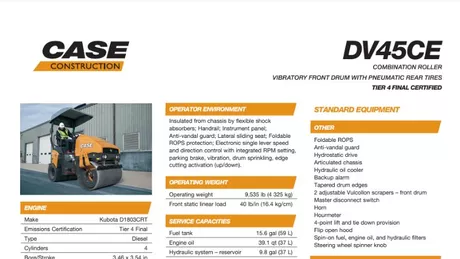 DV45CE Small Combination Roller Specifications