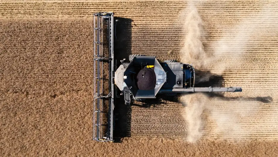 Aerial shot of CR11 in the field