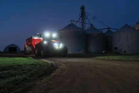 Case IH Magnum tractor front shot in dark