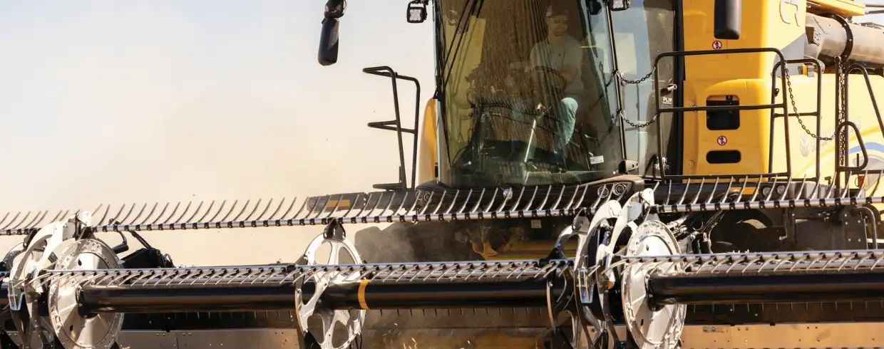 FD2 PLUS Series header on a New Holland combine