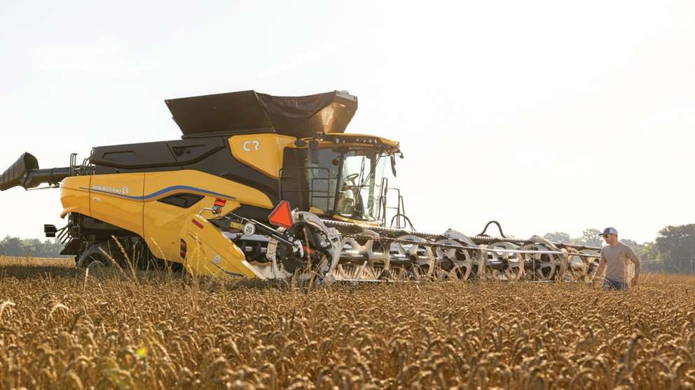 CR11 combine operates in the field