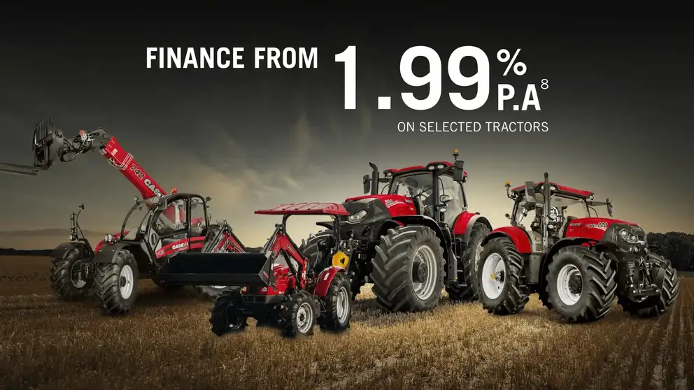 Case IH geared up promotion tile with unbeatable offers and finance rate