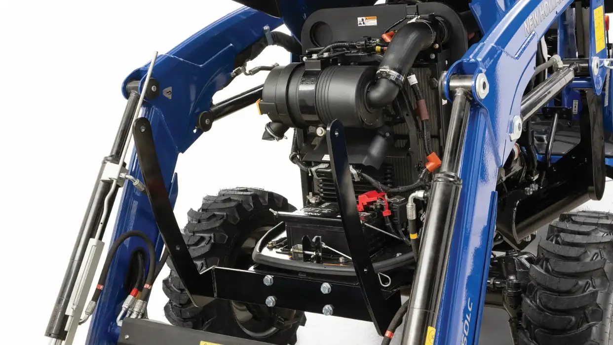 Close up of tractor under the hood.