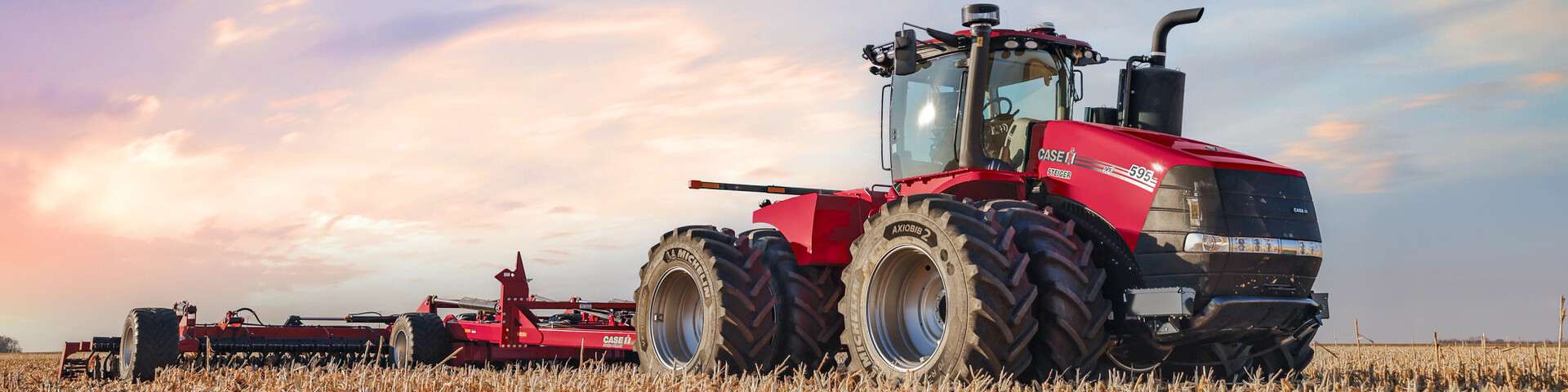 Case IH Steiger 595 and Speed Tiller 475 with sunset