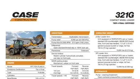 321G Compact Wheel Loader Specifications