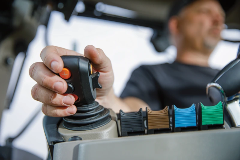 Close up of Maxxum loader joystick