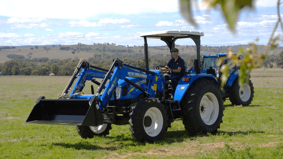 New Holland TT4.75S ROPS tractor in Australian field with operator