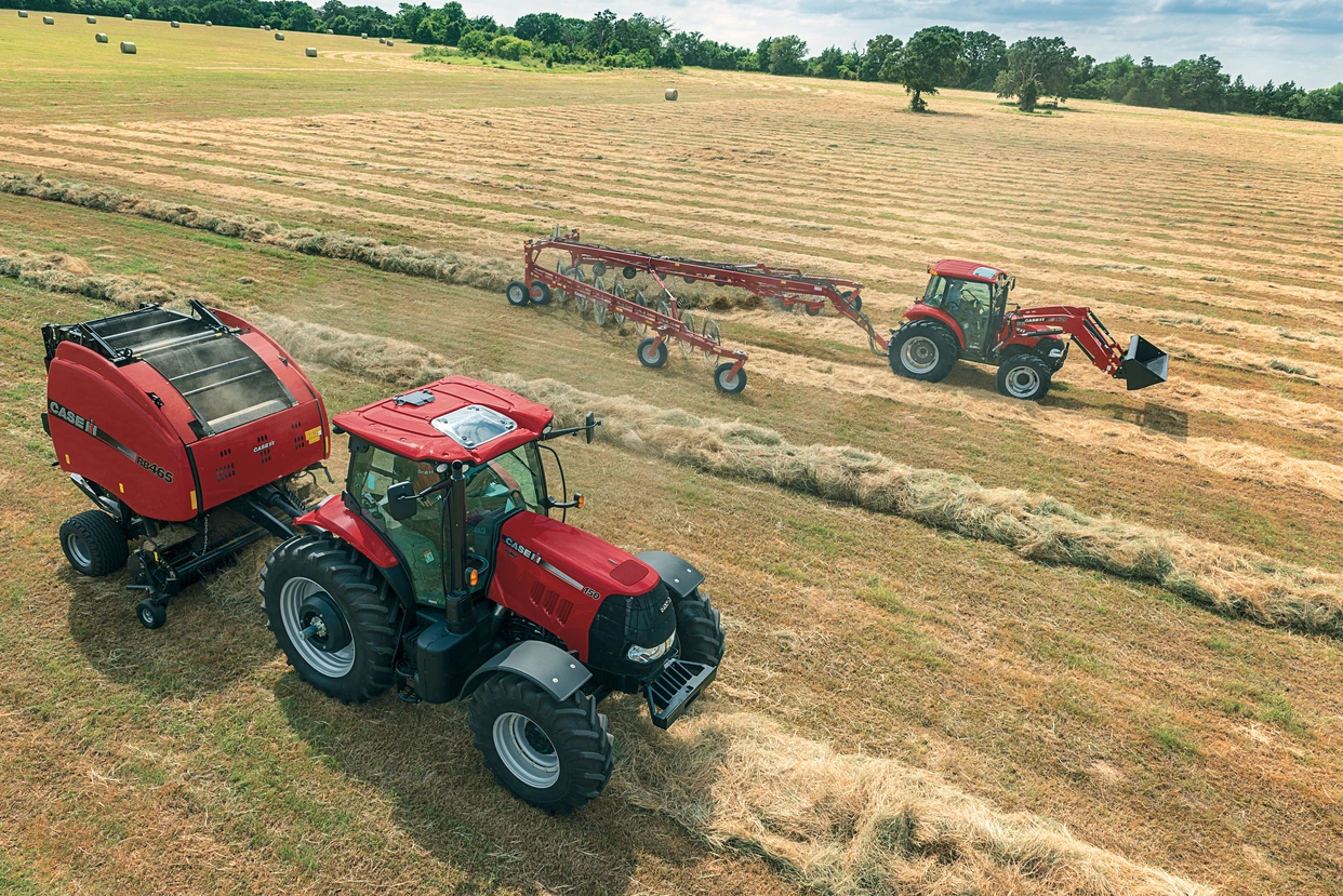 round baler and raking system