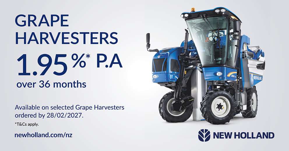 New Holland Grape Harvester special finance offer, available for limited time