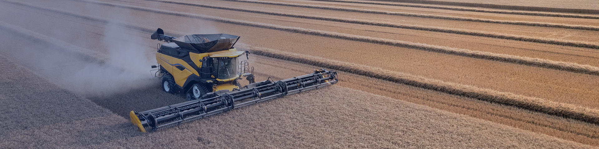 Next generation New Holland CR combine out in field