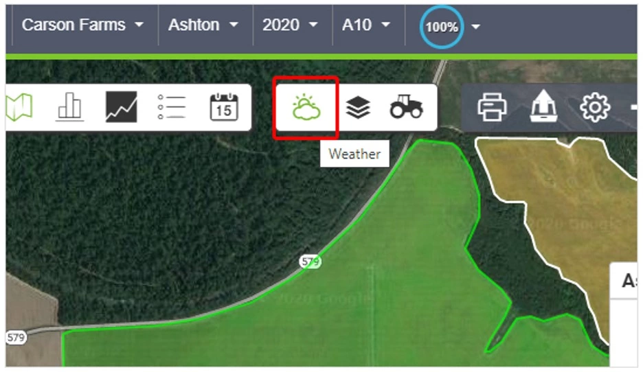 image of afs connect screen showing weather