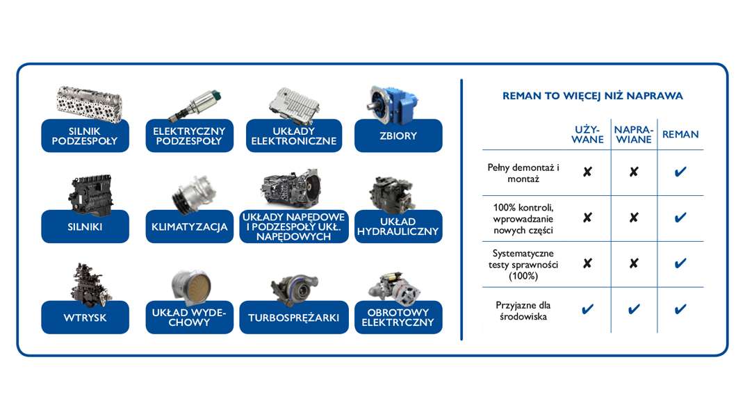 Reman - Tabela Asortyment produktów