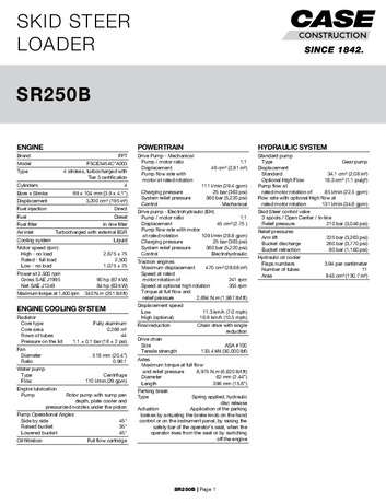 SPEC - SR250B