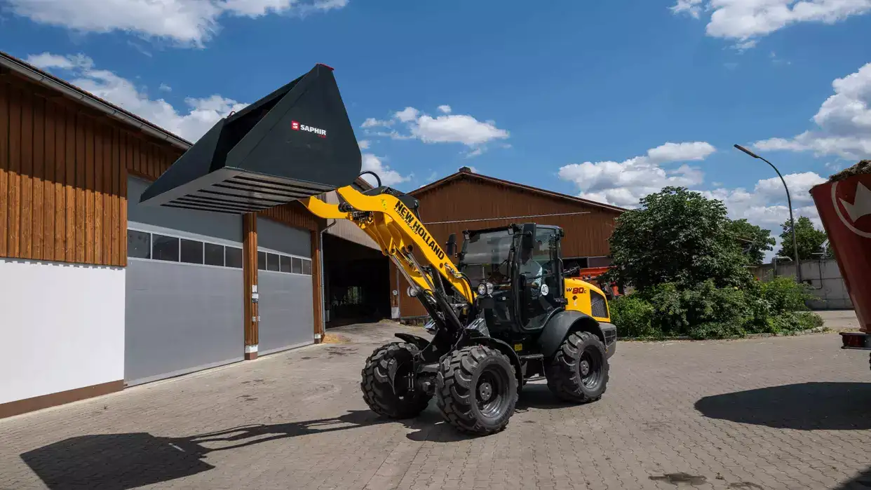 Photo of the long-reach arm on the loader
