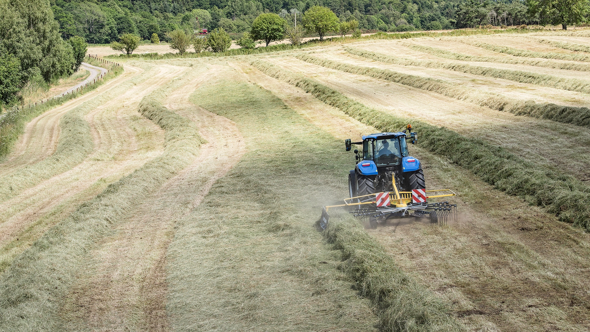 Prorotor Tractor Rake in action