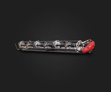 Case IH MacDon FD2 header with dark background behind it