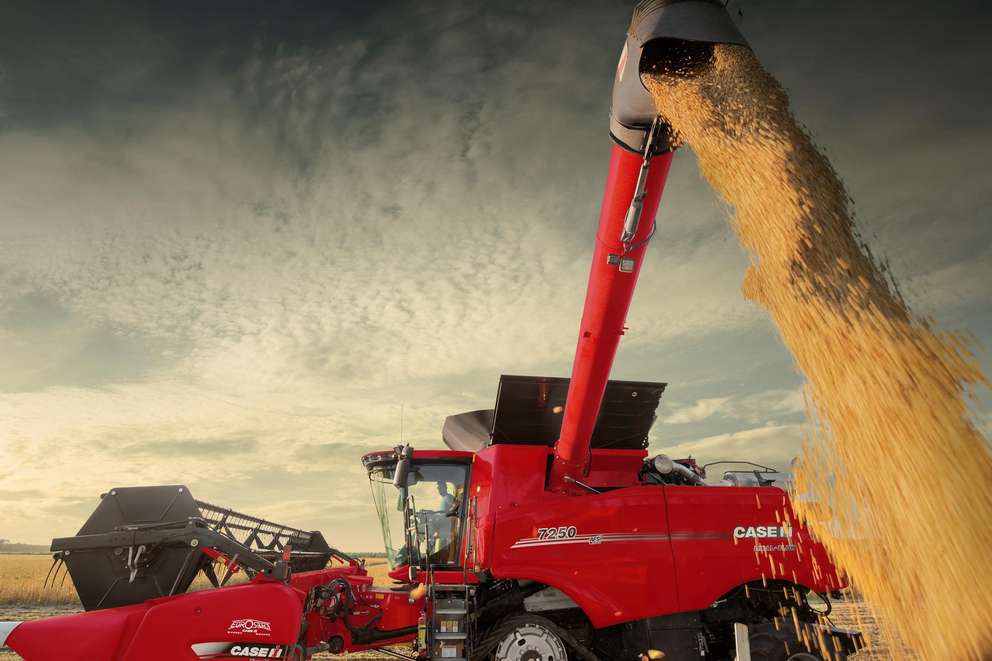 CASE IH 9240 Axial Flow, Moissonneuse Batteuse jumelées avec barre de coupe  céréale et becs à maïs 