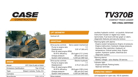 TV370B Compact Track Loader Specifications