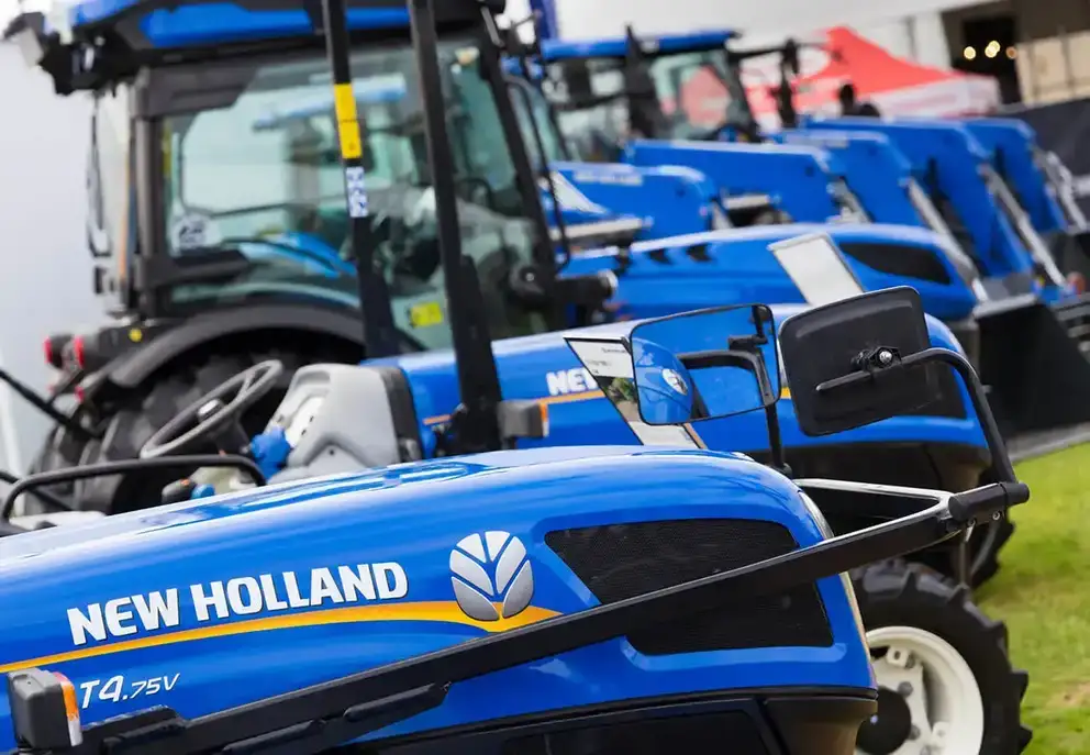New Holland tractor machinery close up shot at field day