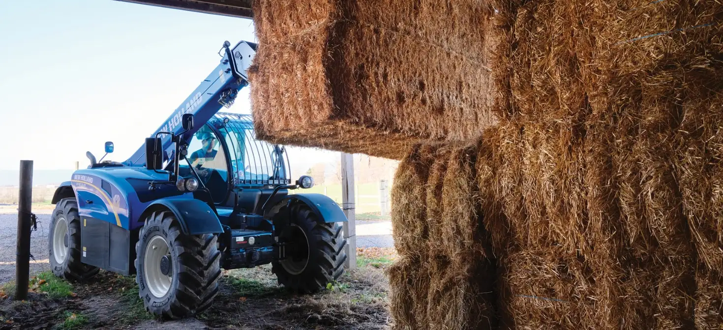 TH Series telehandler lifts square bales