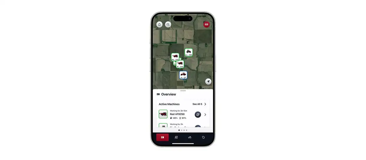 Case IH FieldOps Overview Active on Mobile Phone