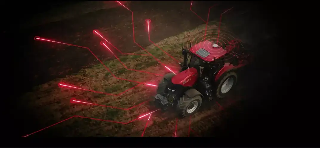 Case IH Tractor with dark overlay and red lights