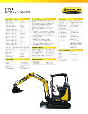 E25X Mini Excavator - Specifications