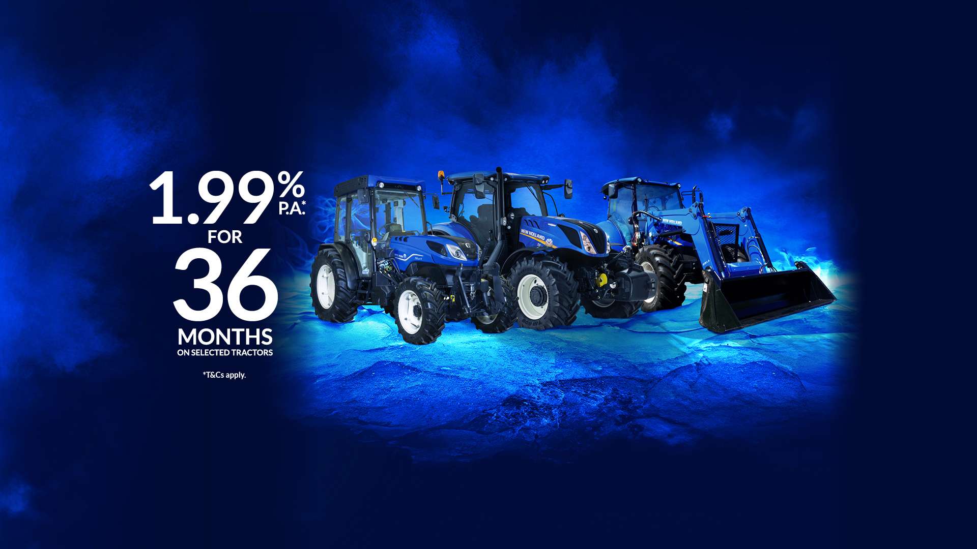 New Holland 1.99% offer across our tractor range banner