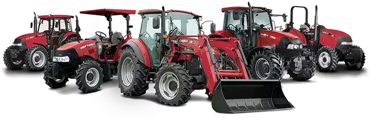 line-up of Farmall, Maxxum and Puma tractors