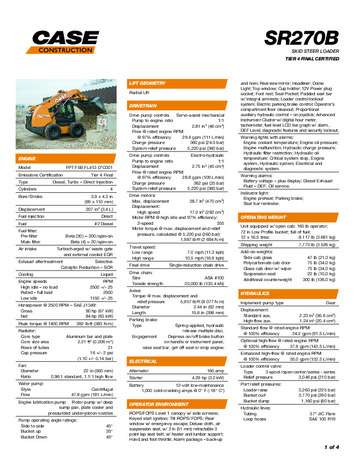B-Series Skid Steer Loaders - SR270B