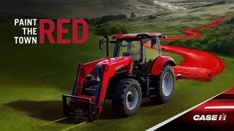 Case IH paint the town red program with red Case IH tractor sitting in field