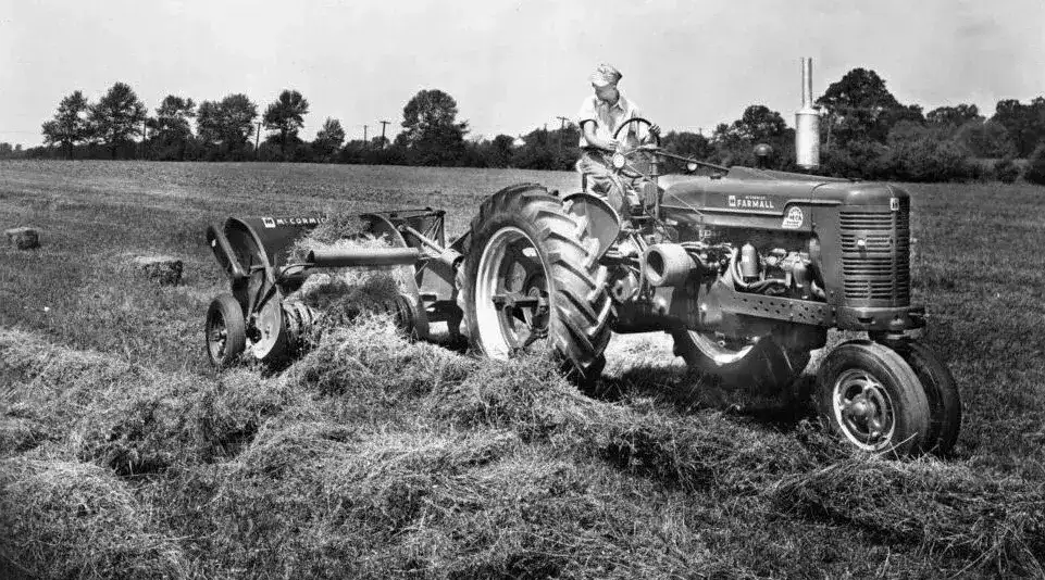 Image of vintage farmall in field