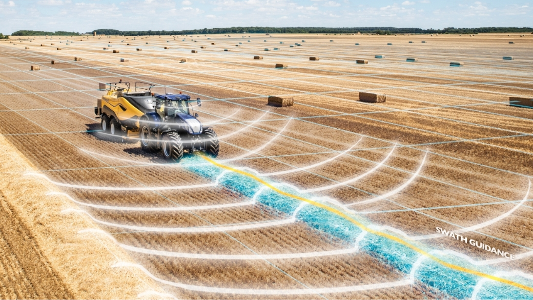 IntelliSense™ baler automation is used for hands-free, precise baling