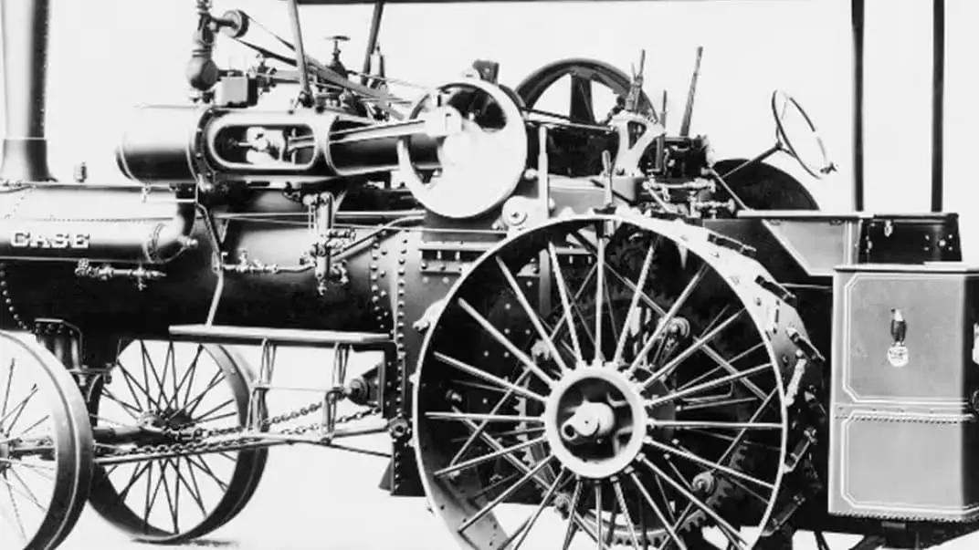 Case builds the first self-propelled traction steam engine. However, horses are still used to steer the engine.