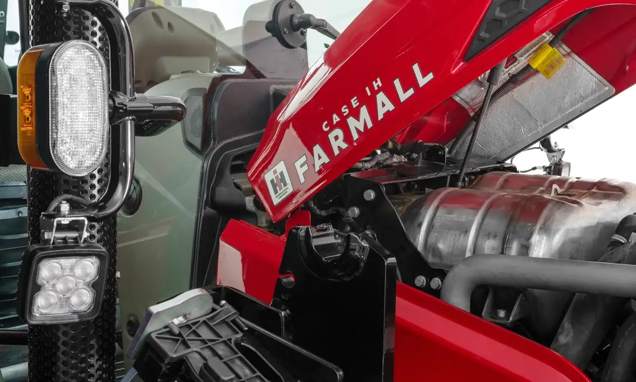 Case IH Farmall Large Utility M engine of close up
