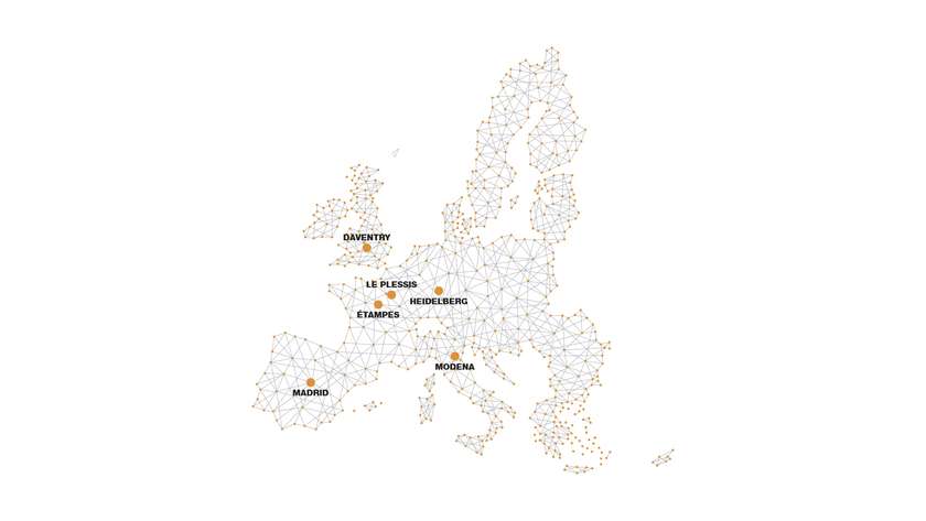 6 almacenes en toda Europa CASE